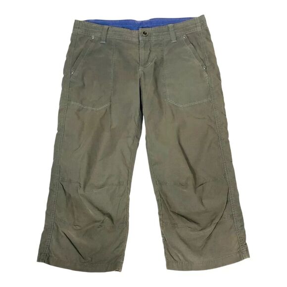 Kuhl Kendra Capri Pants Beige Olive Cropped Hiking Pant Embroidered Size 12 - Picture 7 of 8